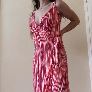 Red & White Wrap Dress